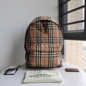 Retro plaid fabric backpack